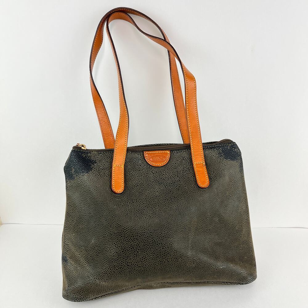 Brics Distressed Pebble Leather Italian Shoulder Handbag